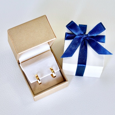 【ジュエリー】K18 イエローゴールド シンプル フープ ピアス(直径13mm) SKR-2133