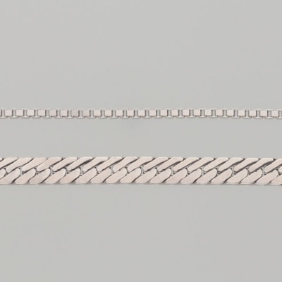 SV925ボリュームフラット54cmベネチアン47cm2点チェーンネックレスGSET-8002