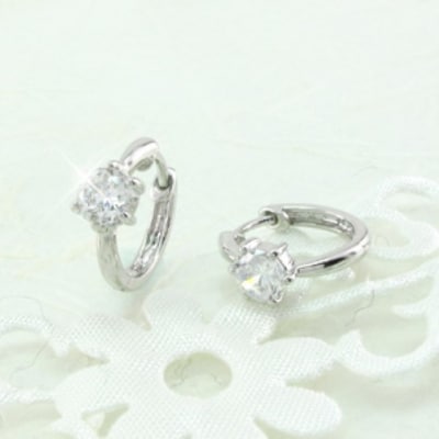 Pt900 ダイヤモンド 一粒石 フープピアス eo672pt