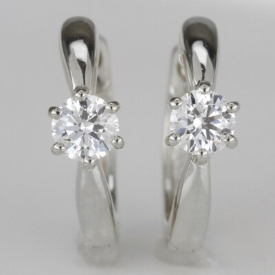 Pt900 ダイヤモンド 一粒石 フープピアス eo634pt