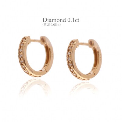 K18ピンクゴールド ダイヤモンドフープピアス(0.1ct)46-3425