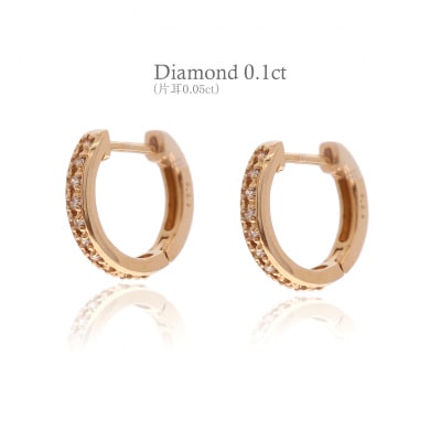 K18ピンクゴールド ダイヤモンドフープピアス(0.1ct)46-3425