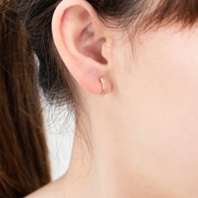 K18ピンクゴールド ダイヤモンドフープピアス(0.1ct)46-3425
