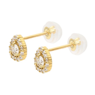 K18 ドロップデザインダイヤピアス 0.34ct 43-5417