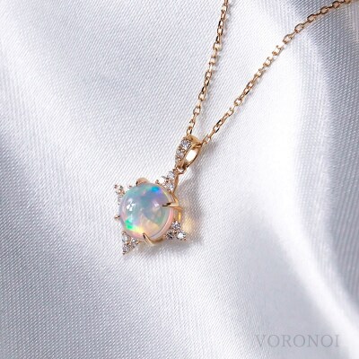 K18YG オパール カボションカット ダイヤモンドネックレス VO0068PK18