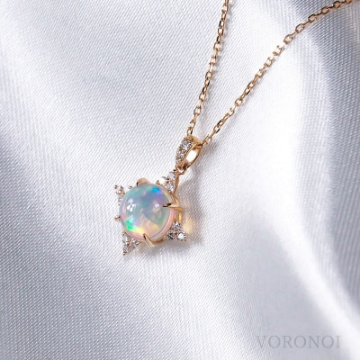 K18YG オパール カボションカット ダイヤモンドネックレス VO0068PK18