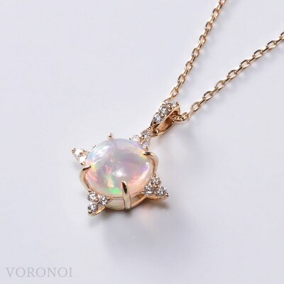 K18YG オパール カボションカット ダイヤモンドネックレス VO0068PK18
