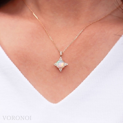 K18YG オパール カボションカット ダイヤモンドネックレス VO0068PK18