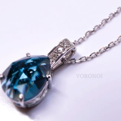 K18WG ロンドンブルートパーズ ローズカット ダイヤモンドネックレス VO0073PK18WG