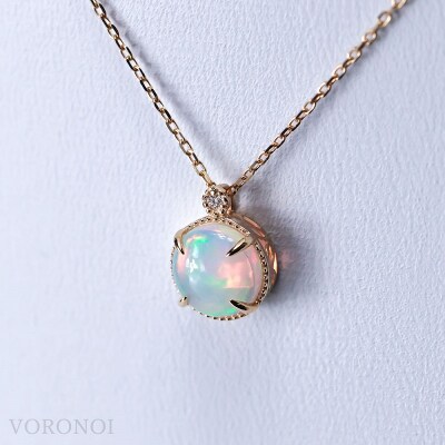 K18YG オパール カボションカット ダイヤモンドネックレスVO0067PK18