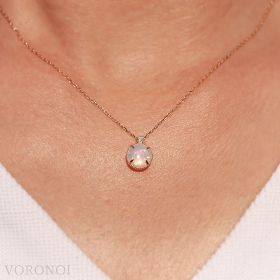 K18YG オパール カボションカット ダイヤモンドネックレスVO0067PK18