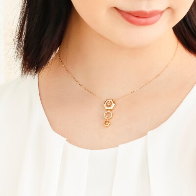 ハニカムペンダントネックレス K18YG 天然ダイヤモンド 0.30ct KFPN23-YG-1