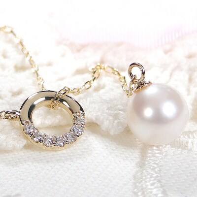 K10あこや真珠&ダイヤモンドネックレス(Fph002)