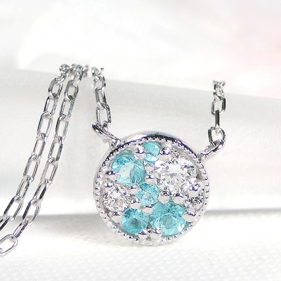 PT900/PT850パライバトルマリン ダイヤモンドネックレス (Fph006)