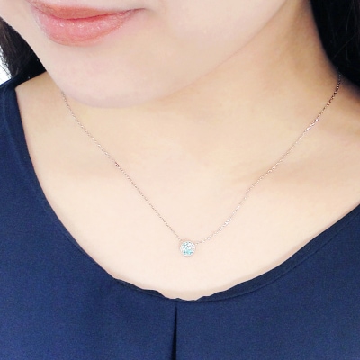 PT900/PT850パライバトルマリン ダイヤモンドネックレス (Fph006)