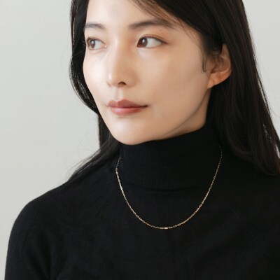 18金イエローゴールド長小豆チェーンネックレス43cm優美な贅沢大人ジュエリーKSN1001-G18