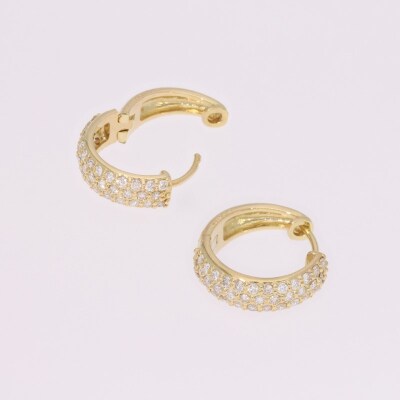 ピアス ダイヤモンド 1ct パヴェ 中折れピアス フープピアス EJ-100