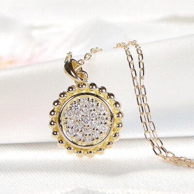 K18YG ダイヤモンド サークルネックレス(Fph009)