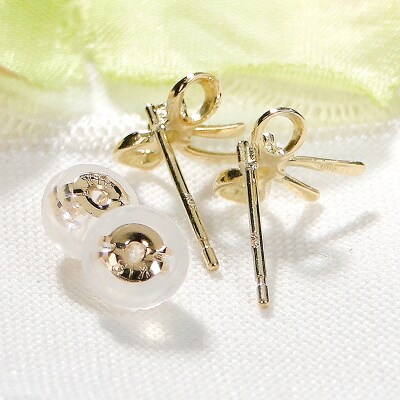 K18YG ダイヤモンド リボンモチーフピアス(Fpe003)