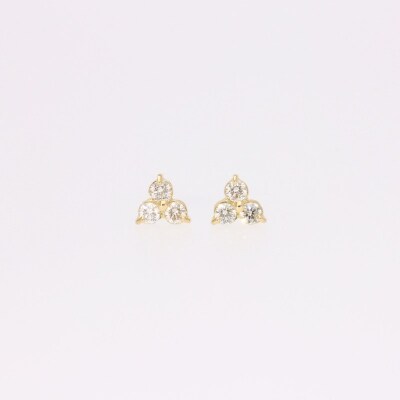 ピアス スリーストーン ダイヤモンド 0.3ct k18イエローゴールド EJ-104