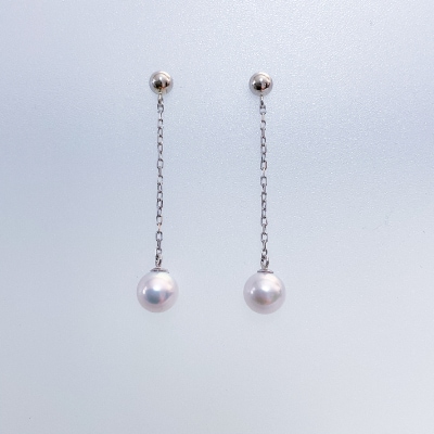 プラチナ あこやパール ロングブラピアス(PE5659)