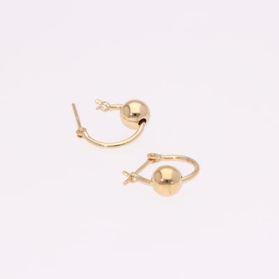 K18YG　丸玉付パイプフープピアス　EJ-106