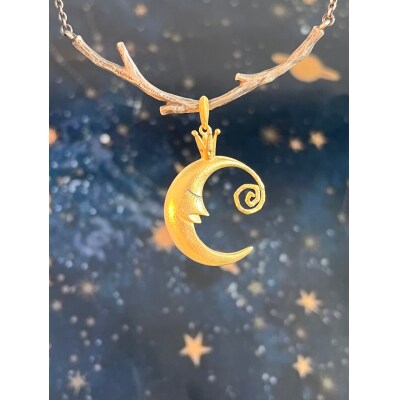 18金/SV王冠を被った三日月のペンダント(9287)