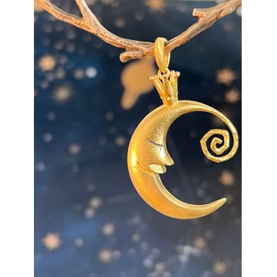 18金/SV王冠を被った三日月のペンダント(9287)