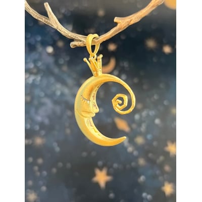 18金/SV王冠を被った三日月のペンダント(9287)