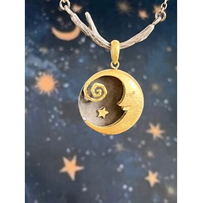18金/SV三日月と満月のリバーシブルペンダント(9748)