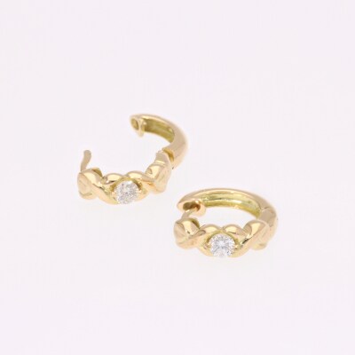 K18YG　ダイヤモンドフープピアス(0.2ct)　EJ-108