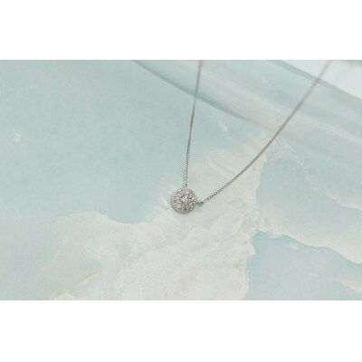 Pt900 ダイヤモンドネックレス0.093ct / 豪華なメレデザイン / PT900-N003D