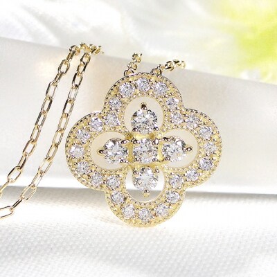 K18YG ダイヤモンド フラワーネックレス(Fph010)