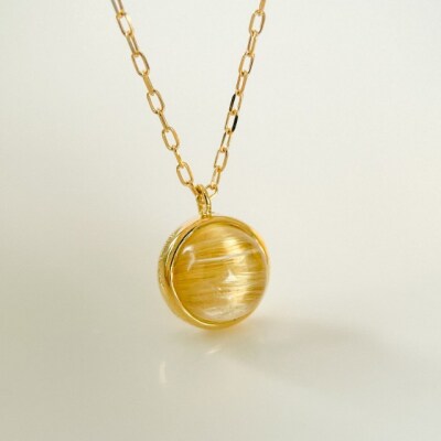 K18YGタイチンキャッツアイルチルクォーツ ネックレス(Fph017)