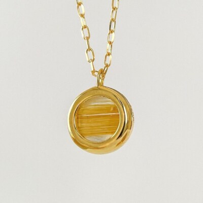 K18YGタイチンキャッツアイルチルクォーツ ネックレス(Fph017)