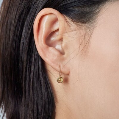 K18YGタイチンキャッツアイルチルクォーツ ピアス フックタイプ(Fpe006)