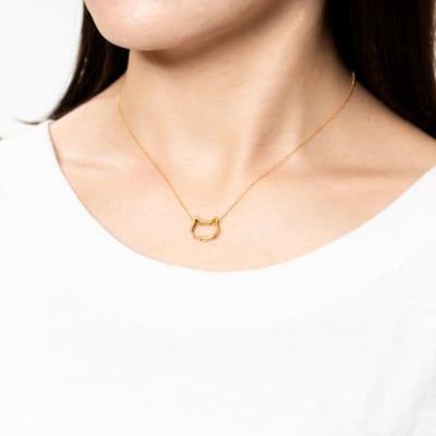 K24 シルエット ネコちゃん 純金 ゴールド ペンダント ネックレス HH19778