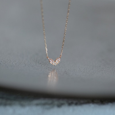 【K18イエローゴールド ダイヤモンドネックレス】ぷっくりハートデザインネックレス KG000106