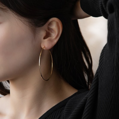 ≪MONICE≫K18イエローゴールド 直径60mm フープピアス【TE-132】