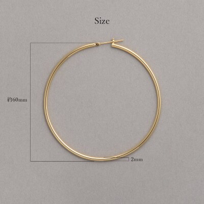 ≪MONICE≫K18イエローゴールド 直径60mm フープピアス【TE-132】