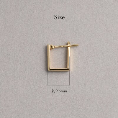≪MONICE≫K18イエローゴールド スクエアフープピアスShort Type【TE-134】