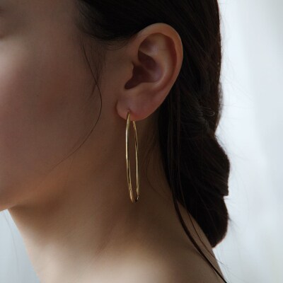 ≪MONICE≫K18イエローゴールド オーバルフープピアス【TE-136】