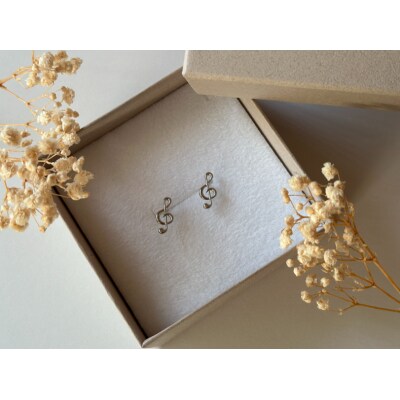 Pt900(1番)音符モチーフピアス地金(PE8039)