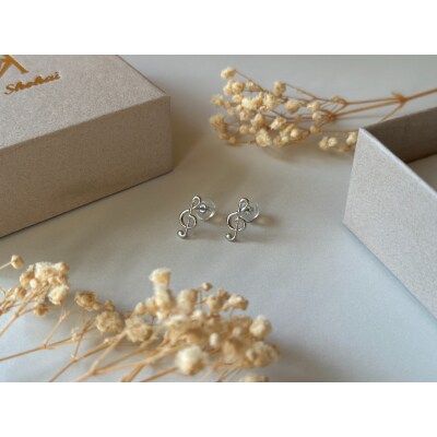 Pt900(1番)音符モチーフピアス地金(PE8039)