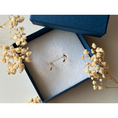 K18(2番)音符モチーフピアス地金(PE8042)