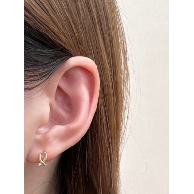 K18リボンモチーフピアス地金(PE8044)