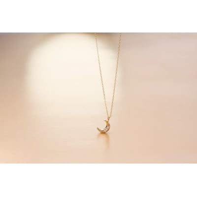18金 ダイヤモンドネックレス Dia0.024ct / 三日月デザイン / K18-SN01009