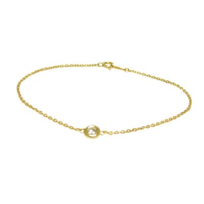 K18イエローゴールド「一粒石」ダイヤチェーンブレスレット【0.10ct-2】