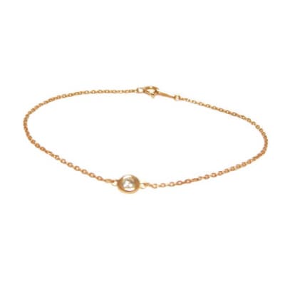 K18ピンクゴールド「一粒石」ダイヤチェーンブレスレット【0.10ct-3】