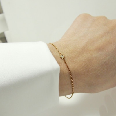 K18ピンクゴールド「一粒石」ダイヤチェーンブレスレット【0.10ct-3】